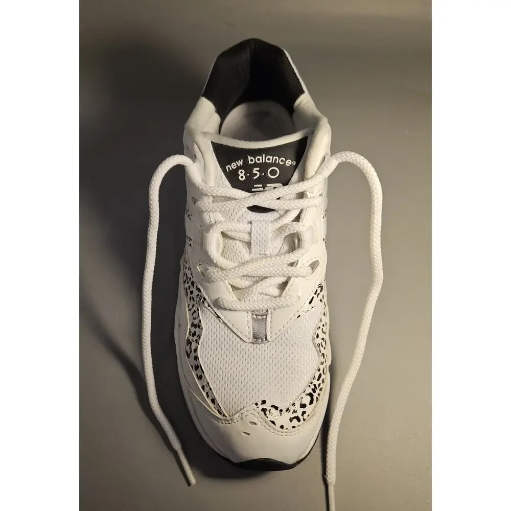 New Balance Sneaker 850 White Patent Leopard Print Roller ABZORB WL850LB 8.5 EUC